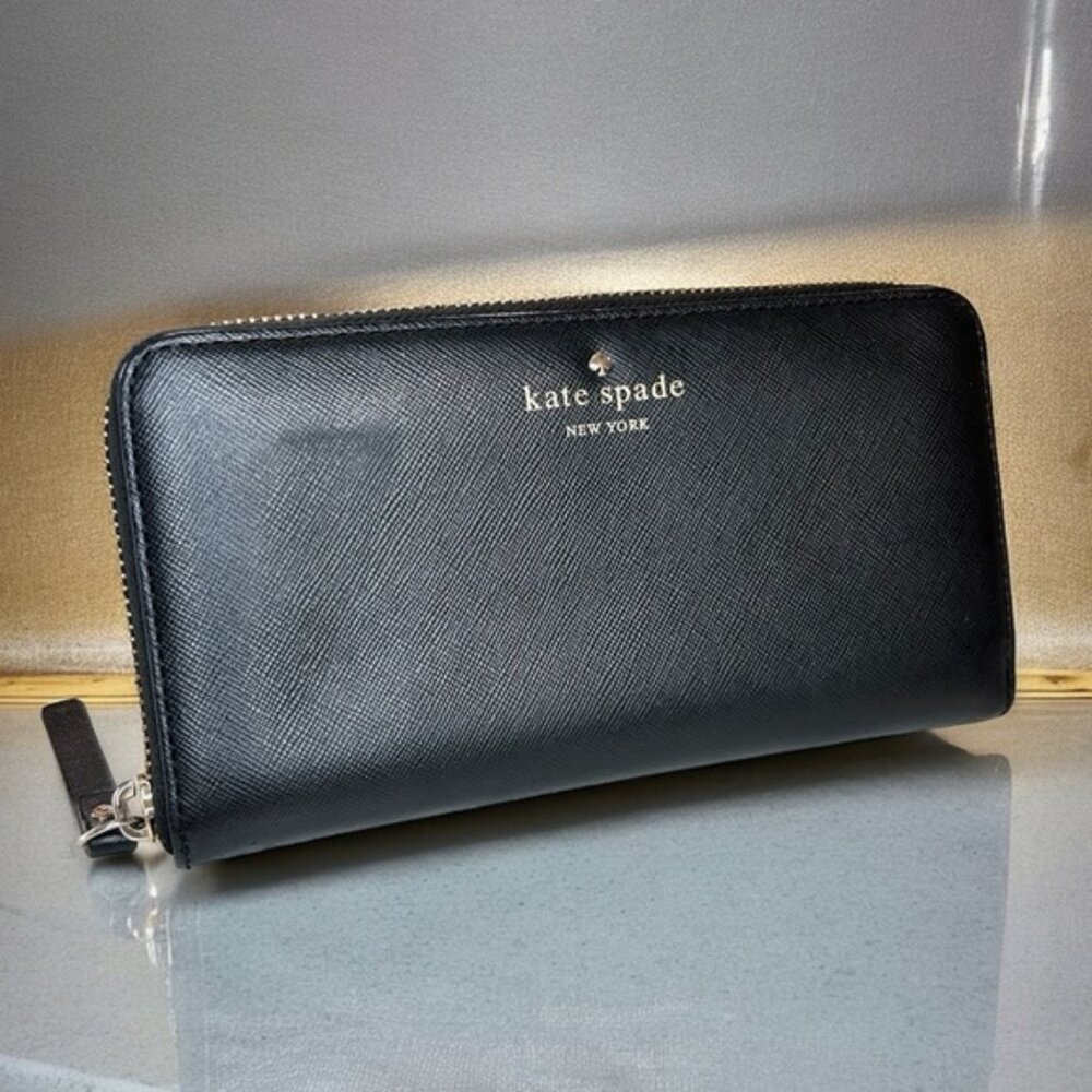Kate Spade Black Leather Cameron Long Wallet - Picture 1 of 13